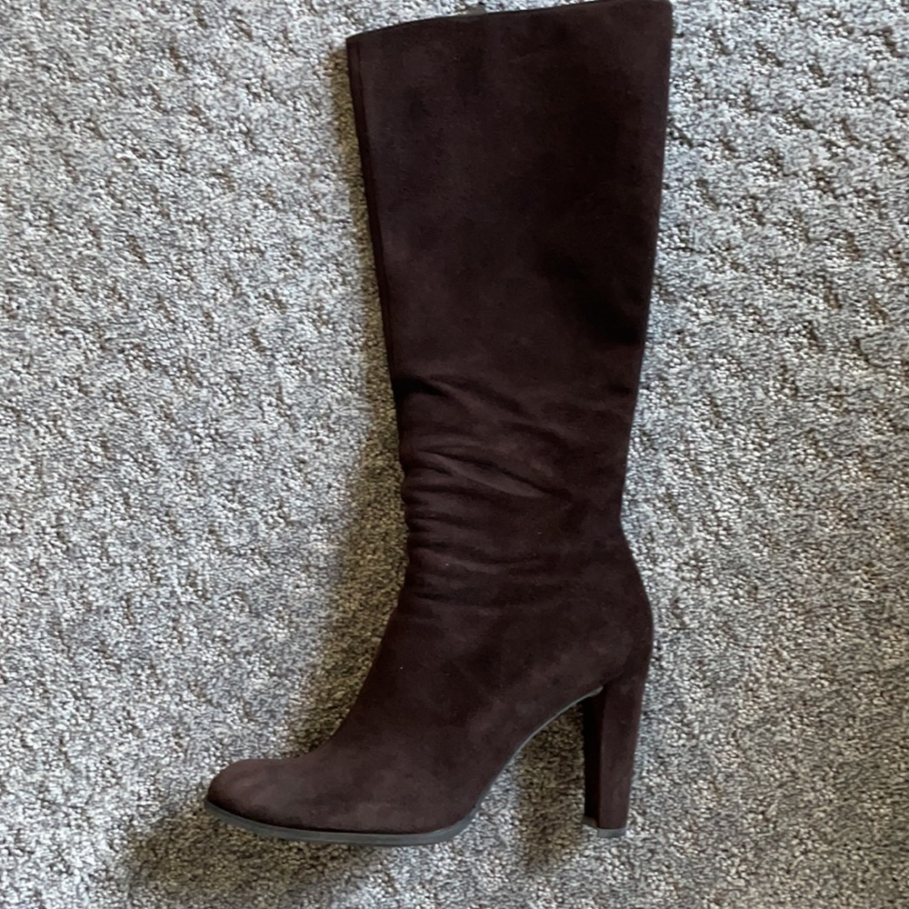 Brown, suede knee high boots